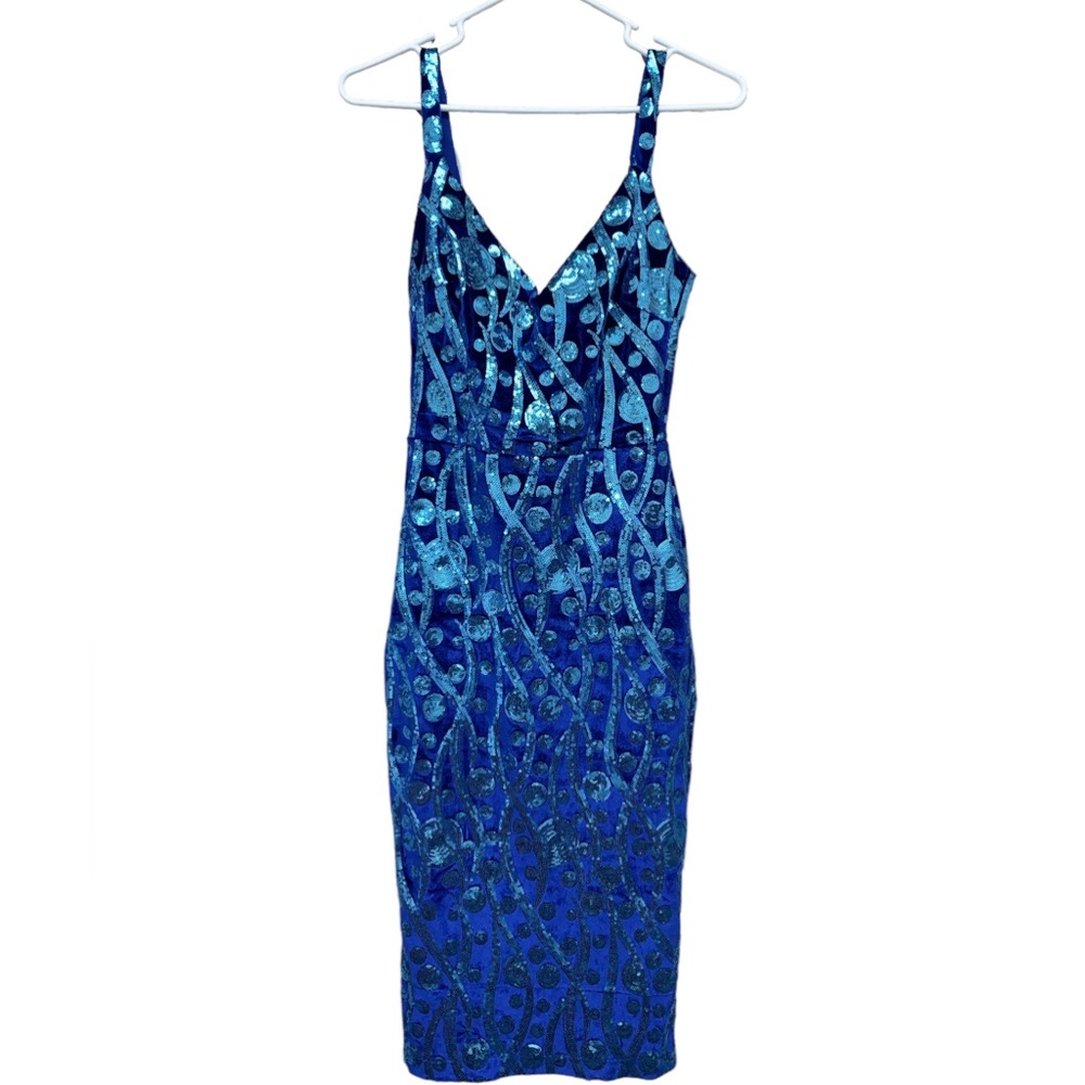 Tatyana blue velvet and sequin dress. Size small. Used & in excellent condition.